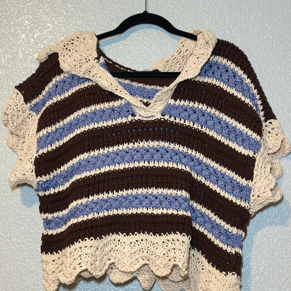 Zara Multicolor Crochet Knit Top